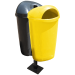 Tri sélective des déchets (à petit prix) dans les espaces publics grâce à la corbeille bi-flux Dinova sur poteau