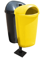 Tri sélective des déchets (à petit prix) dans les espaces publics grâce à la corbeille bi-flux Dinova sur poteau
