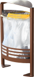 Corbeille vigi-pirate biflux: couleur effet corten et signalétique ral 1021 et 7016 pour la collecte des emballages recyclables et autres déchets. Collecte sélective des déchets dans les espaces publics (loi AGEC)